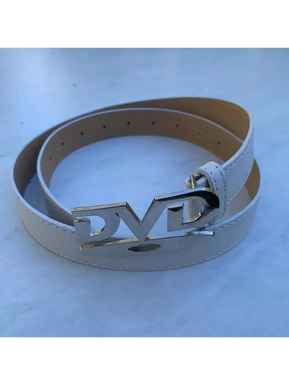 DVD Belt Buckle white leather belt. Very cool unique belt. Y2k style. 39 inches